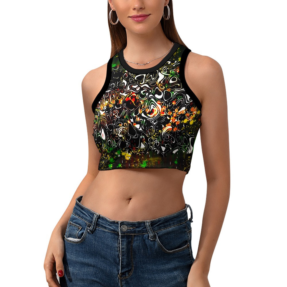 Splash Cropped Slim Racer Tank Top