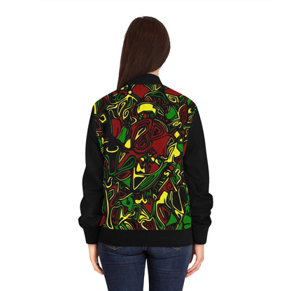 Women’s Rasta Bomber Jacket Black Sleeve