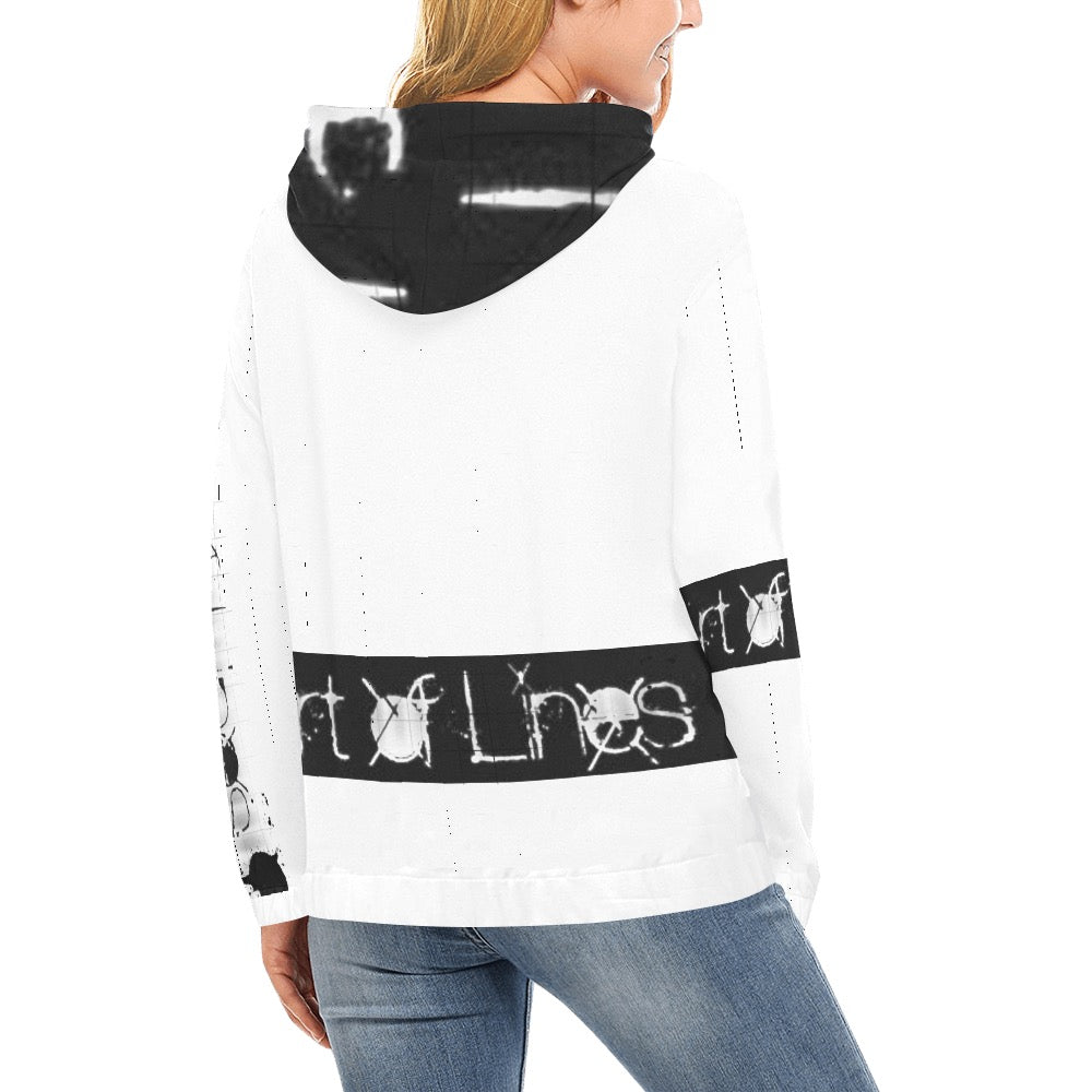 Women's White Sleeve  Print Hoodie